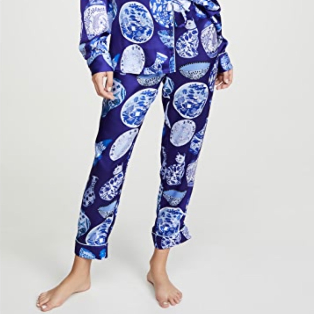 Anthropologie Silk Karen Mabon Print Pajama Pants